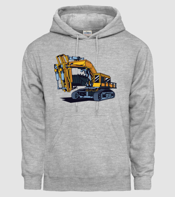 Excavator model gri pe tricou