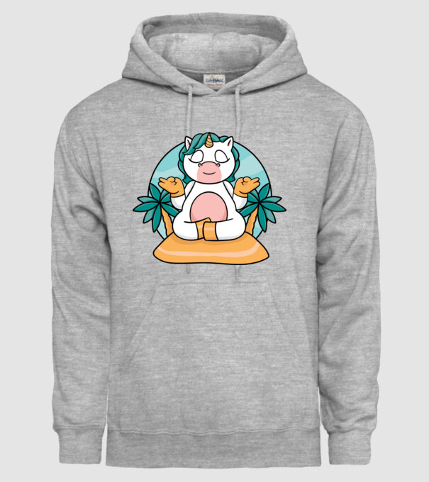 Unicornul meditator model gri pe tricou