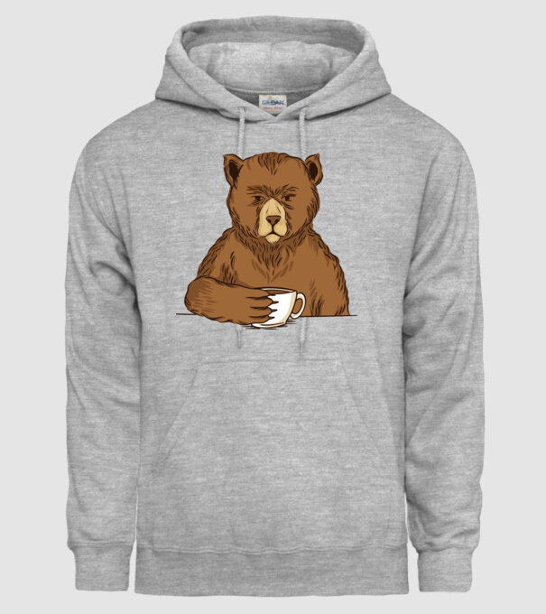 Urs cu cafea model gri pe tricou