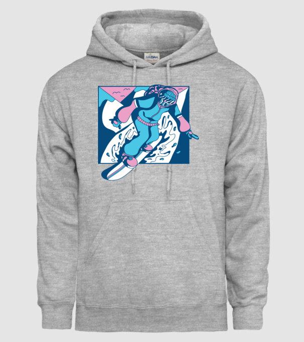 Snowboarder cool model gri pe tricou