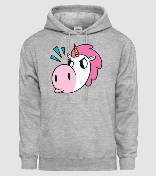 Unicorn supărat model gri pe tricou