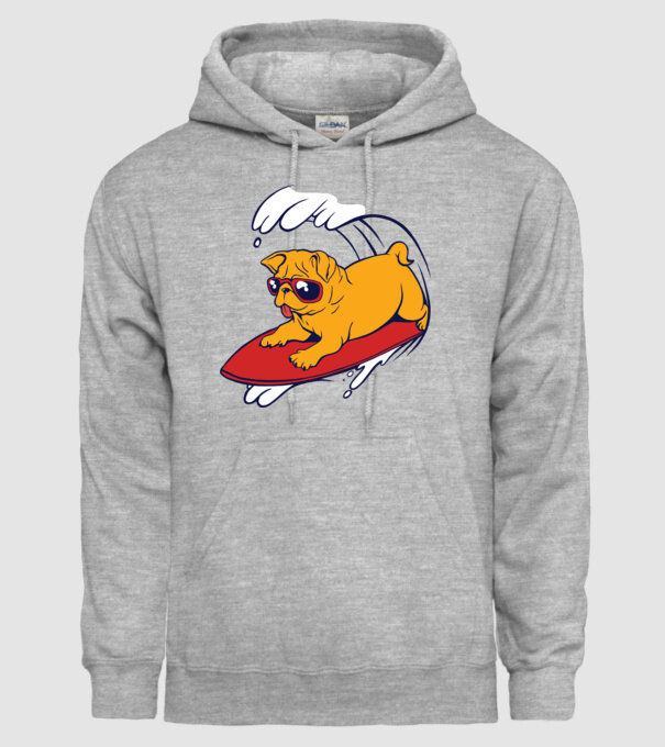 Mops Surf model gri pe tricou