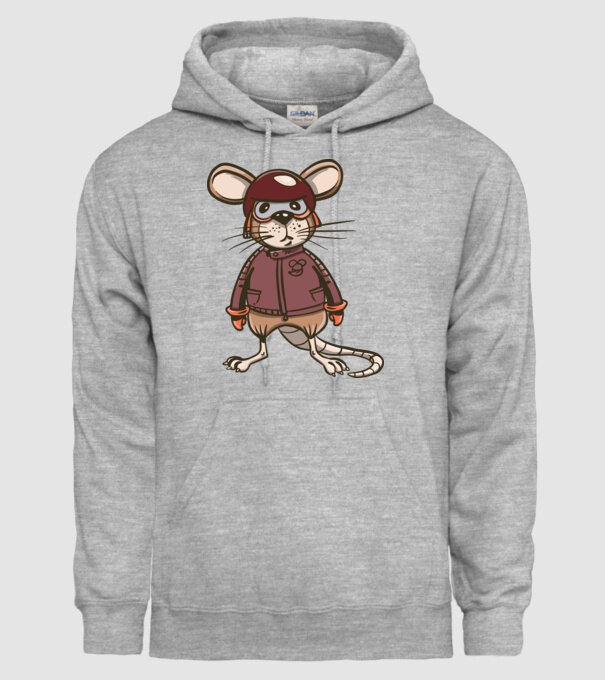 Șobolan motociclist model gri pe tricou