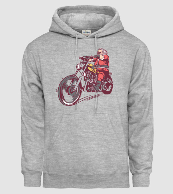 Moș Crăciun motociclist model gri pe tricou