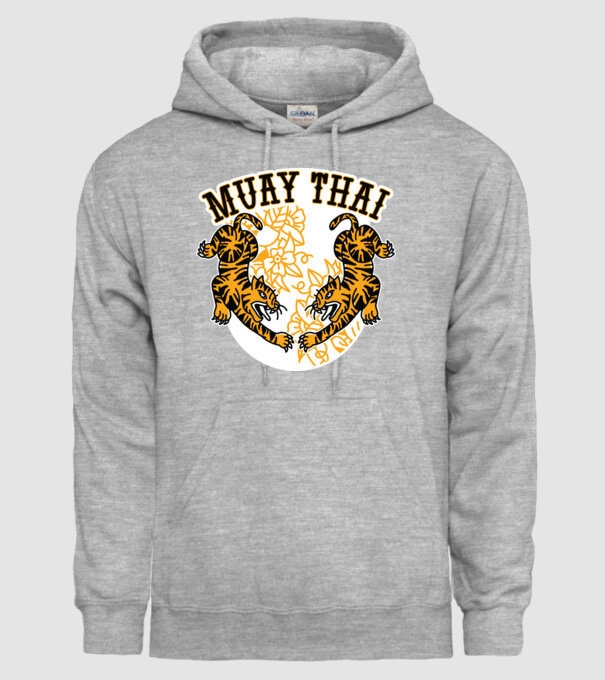 Tigri Muay Thai model gri pe tricou
