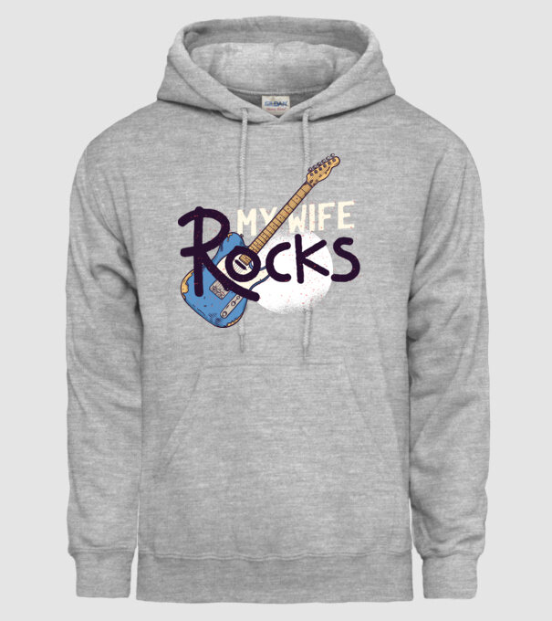 My wife rocks - Soția mea e tare model gri pe tricou