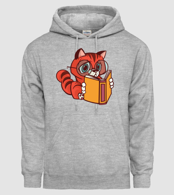 Pisică cititoare model gri pe tricou