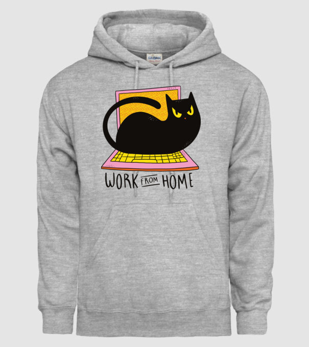 Home offfice cu pisică model gri pe tricou