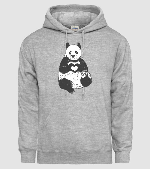 Inimă panda model gri pe tricou
