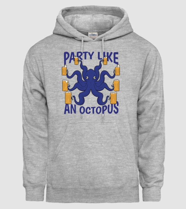 Party Like An Octopus model gri pe tricou