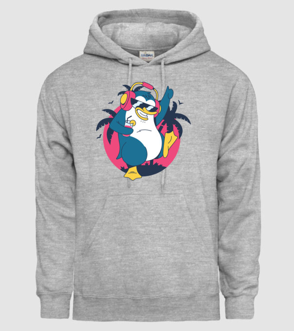 Pinguin de Petrecere model gri pe tricou