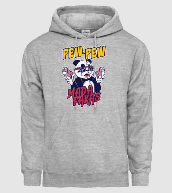 Pew Pew Pew Madafakas Panda model gri pe tricou