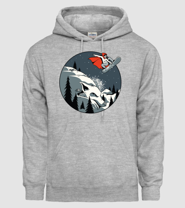 Scufița Roșie și Lupul Snowboard model gri pe tricou