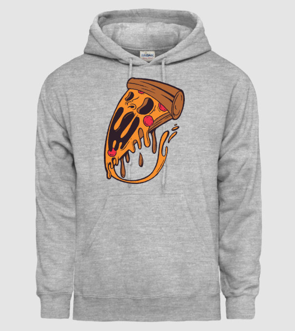 Pizza Horror model gri pe tricou