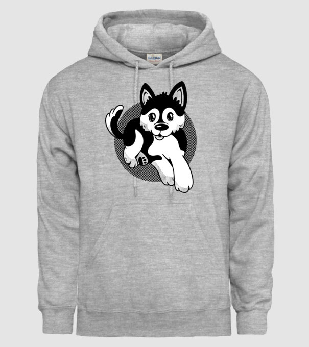 Câine Pomsky model gri pe tricou
