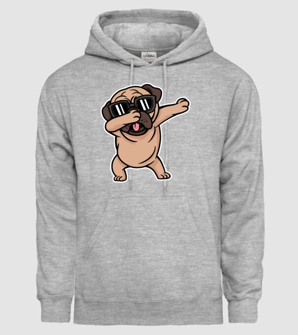Pug DAB model gri pe tricou