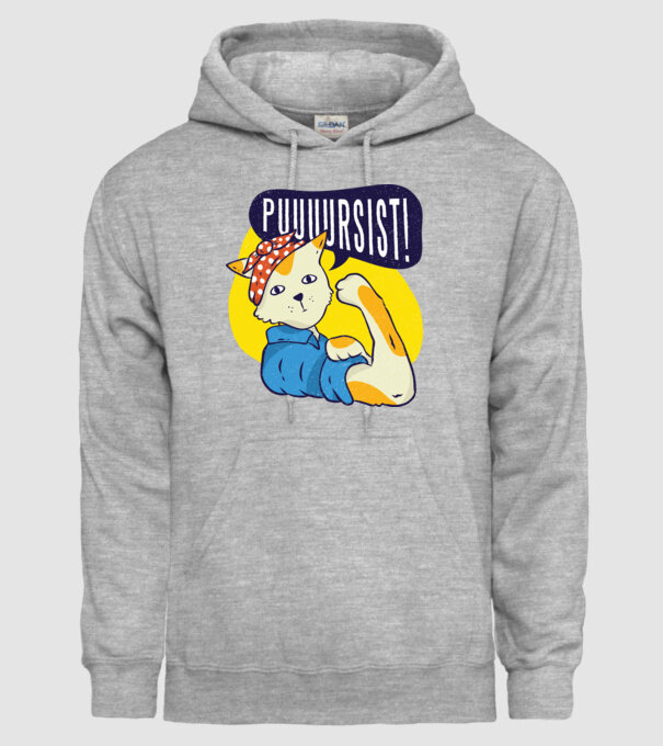 Pisică Pursist model gri pe tricou