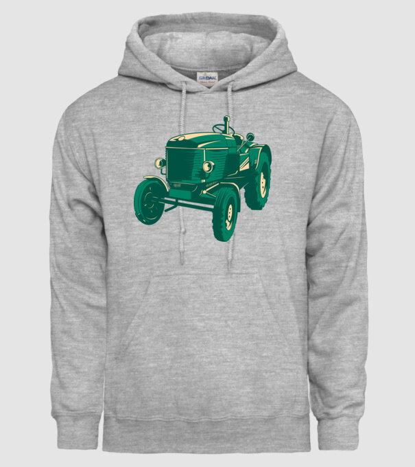 Tractor vechi model gri pe tricou