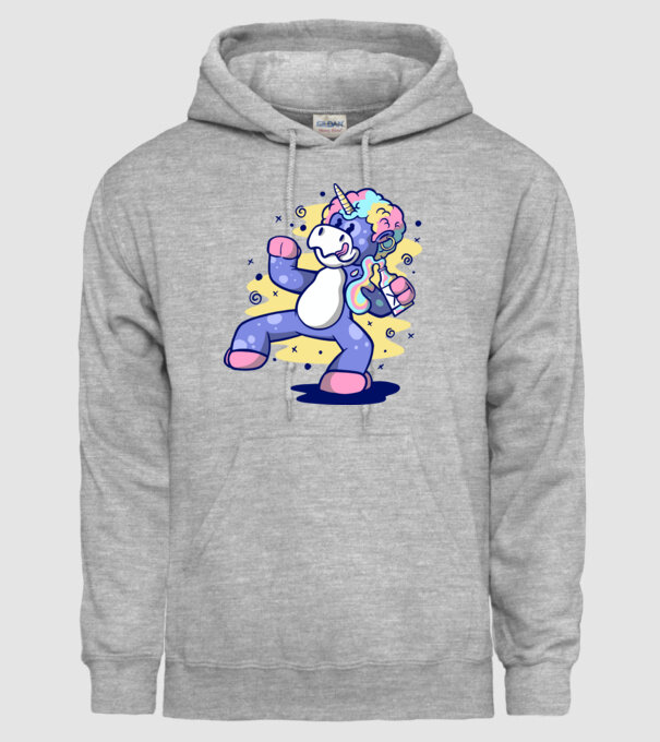 Unicorn beat model gri pe tricou