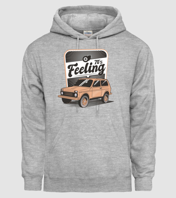 Mașină Retro anii 70 Lada Niva model gri pe tricou