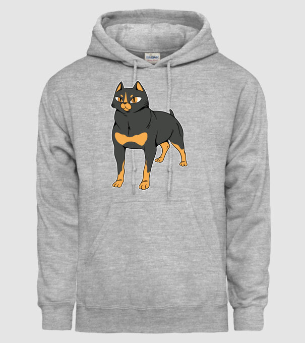 Rottweiler pisică model gri pe tricou