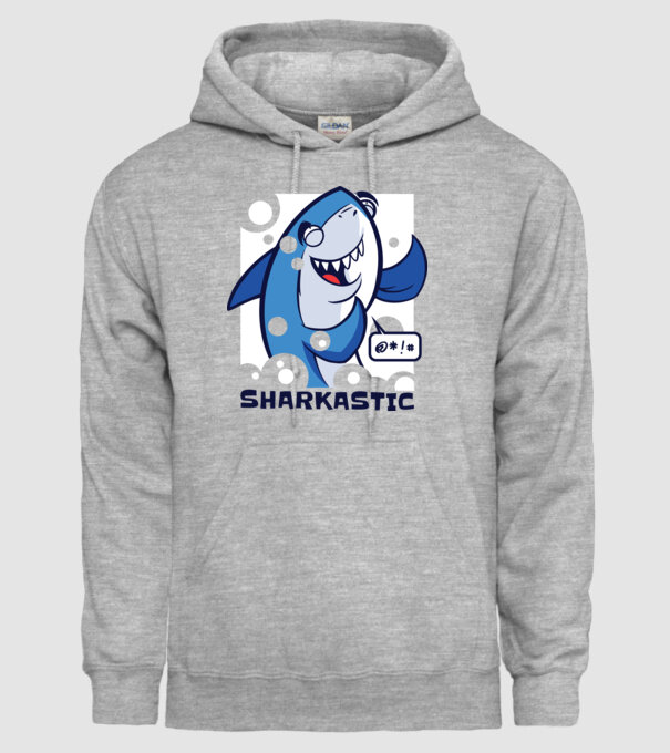 Sharkastic - Rechinul sarcastic model gri pe tricou