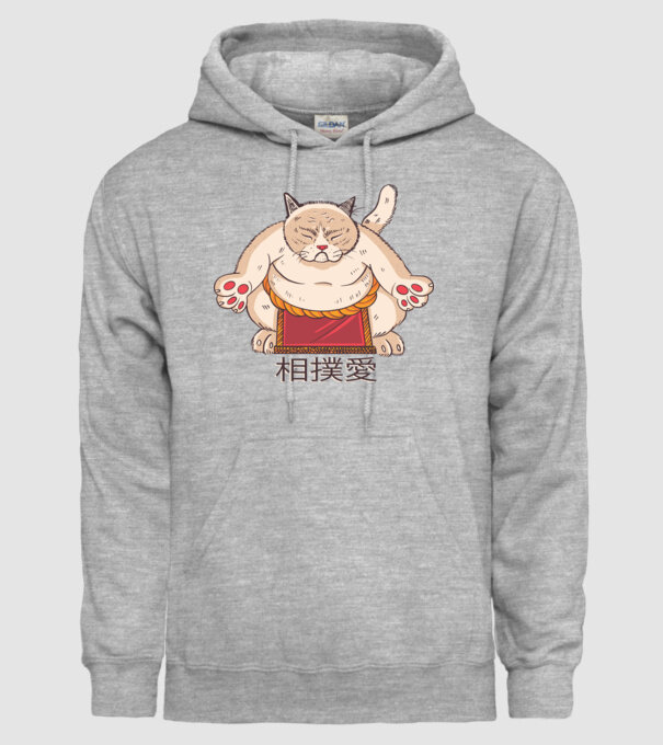 Pisică Sumo model gri pe tricou