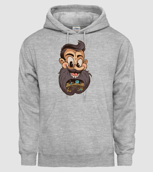 Comoară barbă model gri pe tricou