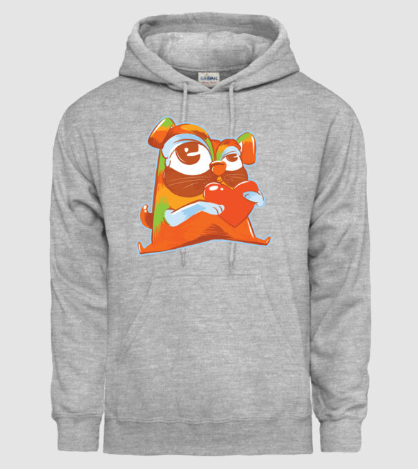 Mops colorat model gri pe tricou