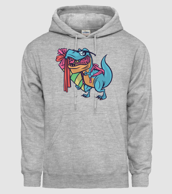 Elev T-rex model gri pe tricou