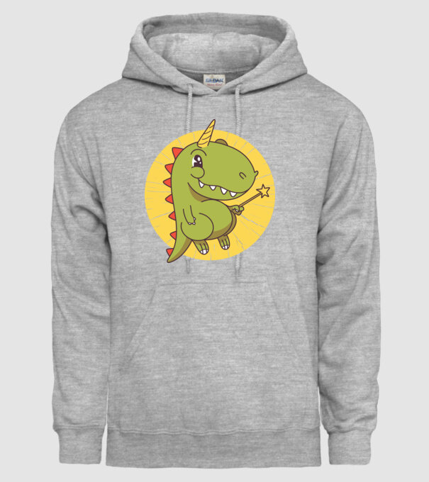 T-rex Unicorn cu baghetă magică model gri pe tricou