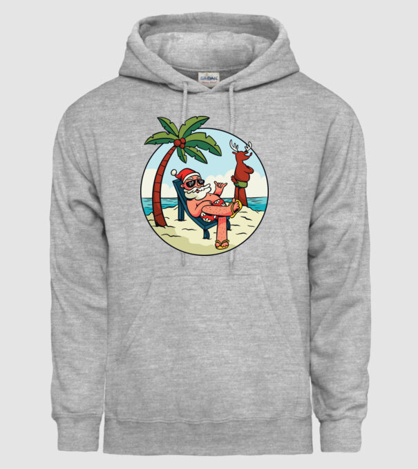 Moș Crăciun în vacanță de vară model gri pe tricou