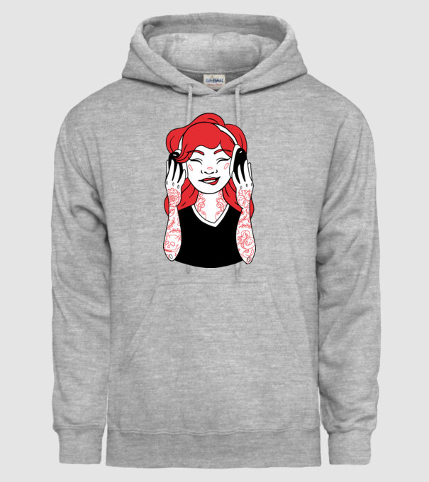 Fată Gamer tatuată model gri pe tricou