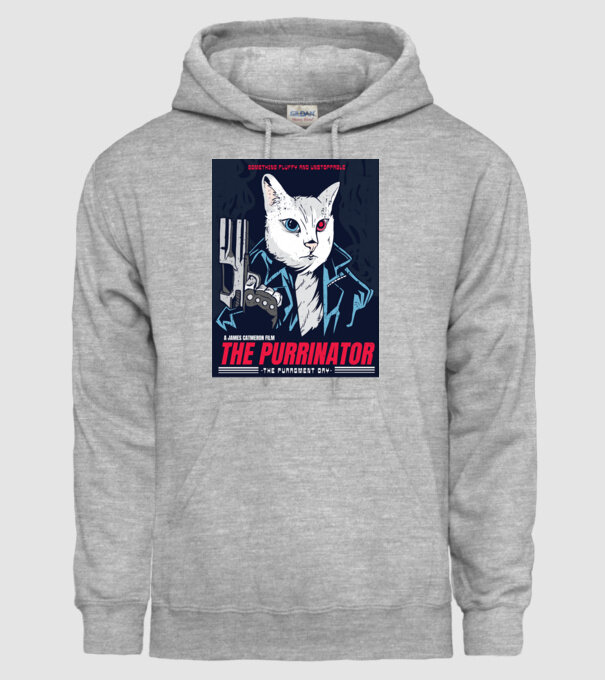 The Purrinator Pisică model gri pe tricou