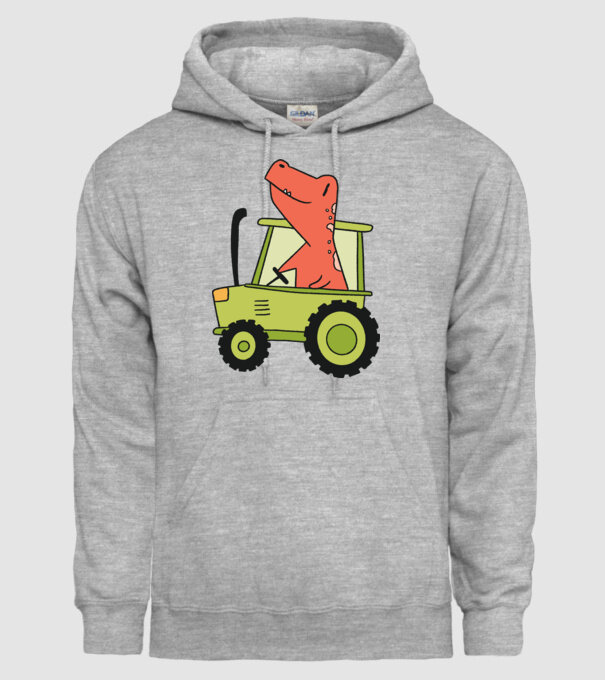 Tractor dinozaur model gri pe tricou