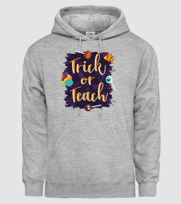 Trick or Teach Halloween pentru profesori model gri pe tricou