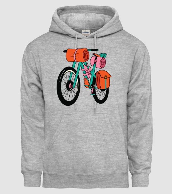 Bicicletă Drumeție model gri pe tricou