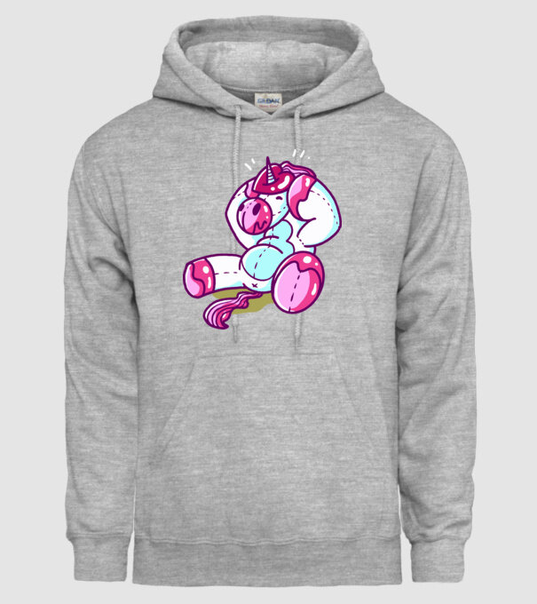 Unicorn cu inimă încornorată model gri pe tricou