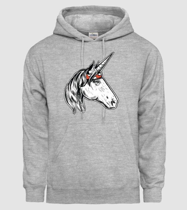 Cal Unicorn model gri pe tricou