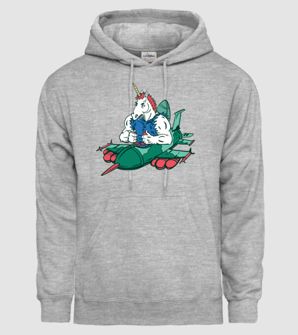 Unicorn Avion de vânătoare model gri pe tricou