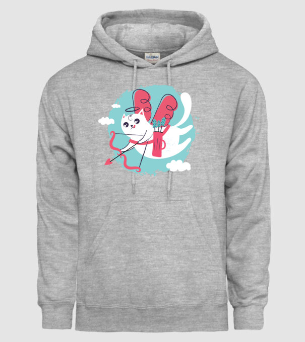 Pisică Valentin model gri pe tricou