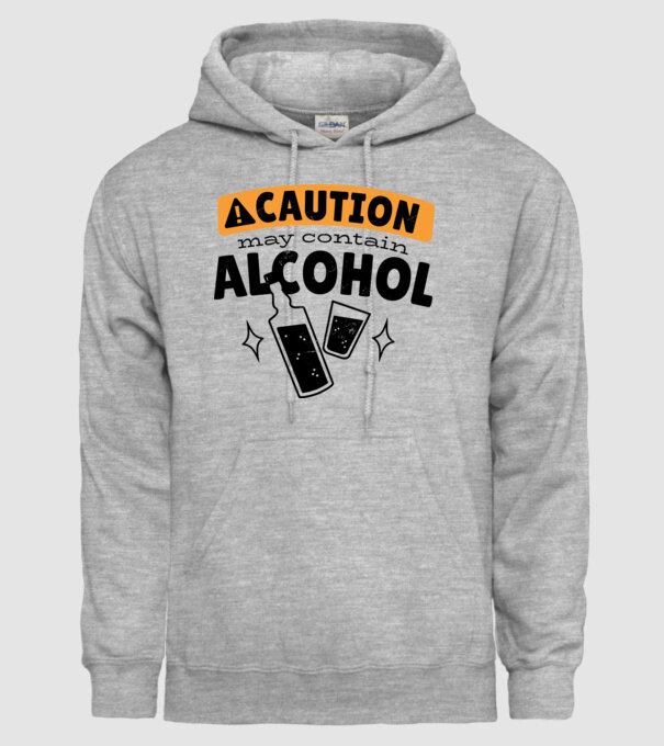 Atenție, poate conține alcool model gri pe tricou