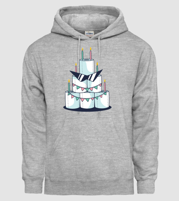 Tort de zi de naștere din hârtie igienică model gri pe tricou