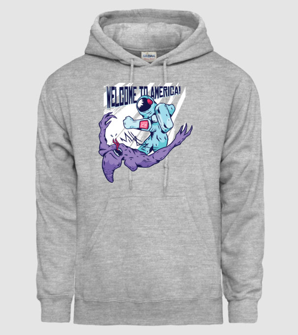 Welcome To America model gri pe tricou
