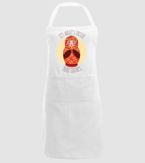 Interiorul contează - păpușă Mamushka model alb pe tricou