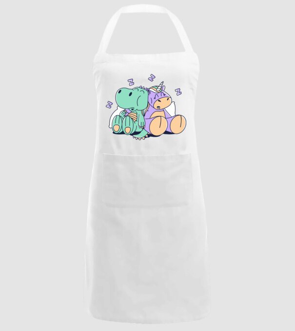 Unicorn adormit și T-rex model alb pe tricou