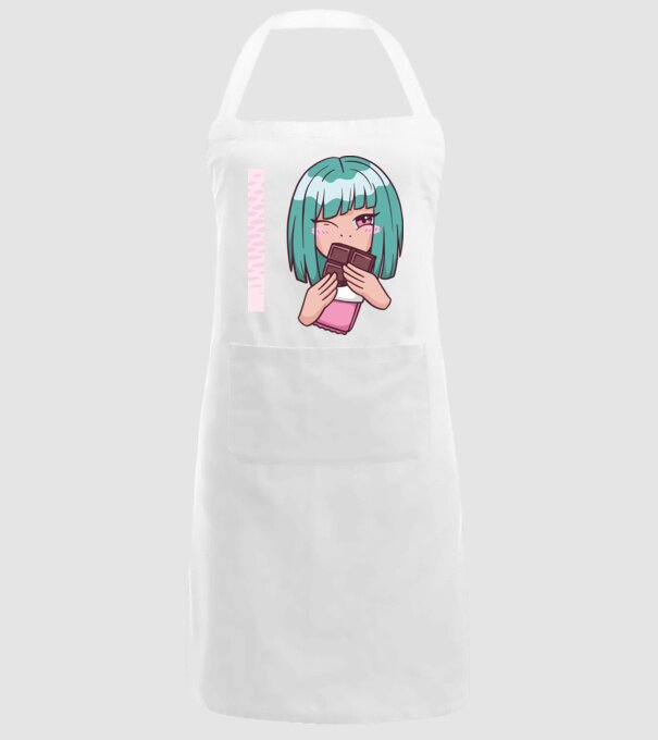 Anime fată cu ciocolată model alb pe tricou