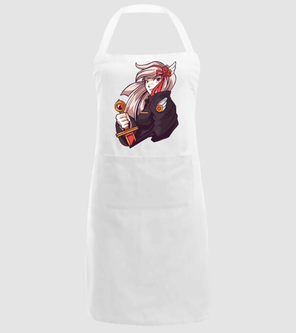 fată Anime cu sabie model alb pe tricou