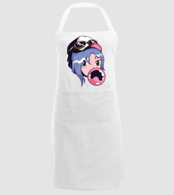 fată Anime cu gumă de mestecat model alb pe tricou
