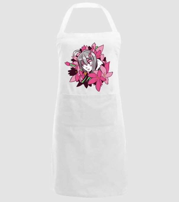 Anime fată printre flori model alb pe tricou